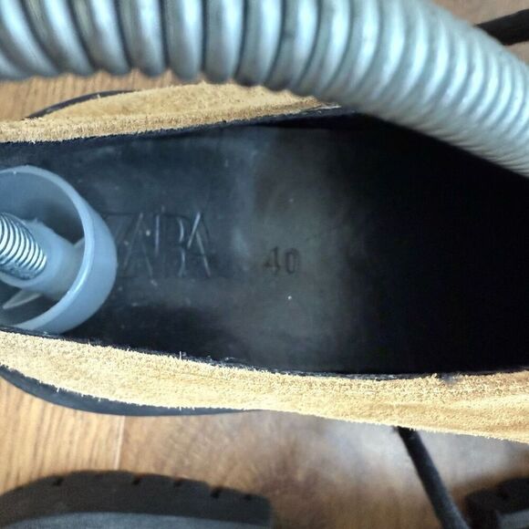 Zara Tan Suede Oxford Chunky Lug Sole EU 40 - Picture 8 of 10